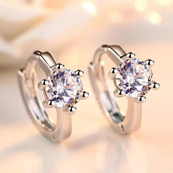 Pretty Small Round Diamond Earrings - Picture 2 of 7